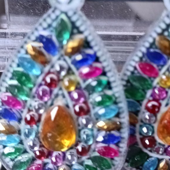 Handcrafted earrings mosaic teardrop - Picture 2 of 2